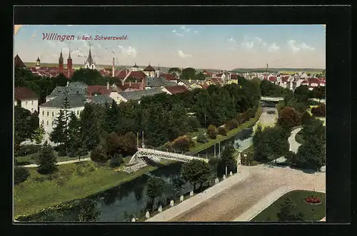 AK Villingen /Schwarzwald, Totalansicht aus der Vogelschau