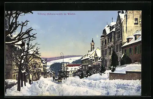 AK Triberg /Schwarzwald, Ortsansicht im Winter