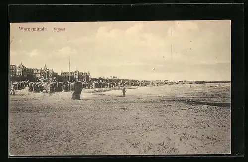 AK Warnemünde, Strandpartie mit Badegästen