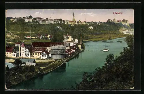 AK Leisnig, Ortsansicht mit Fluss