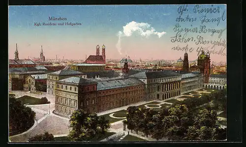 AK München, Residenz und Hofgarten