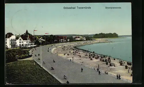 AK Travemünde, Strandpromenade aus der Vogelschau