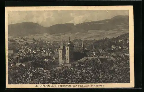 AK Schmalkalden /Th., Ortsansicht vom Volksgarten aus