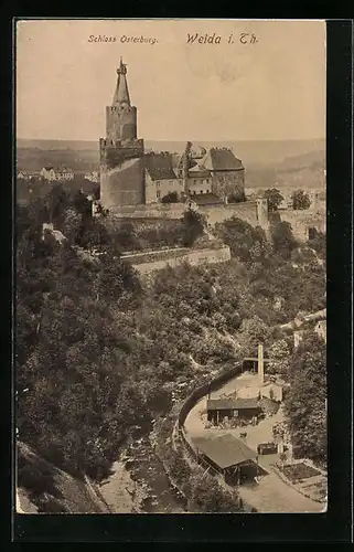 AK Weida i. Th., Schloss Osterburg aus der Vogelschau