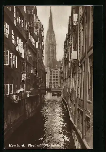 AK Hamburg, Fleet mit Nicolaikirche