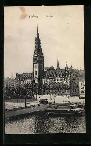 AK Hamburg, Rathaus mit Bootspartie