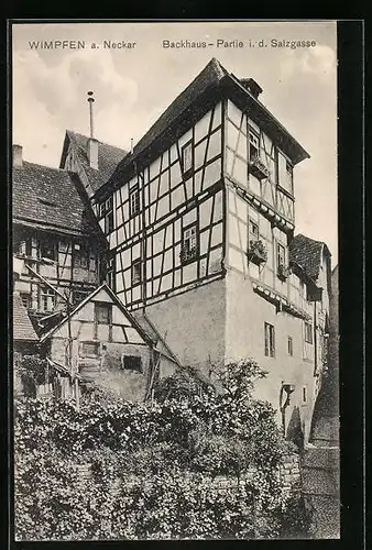 AK Wimpfen a. Neckar, Backhaus-Partie i. d. Salzgasse
