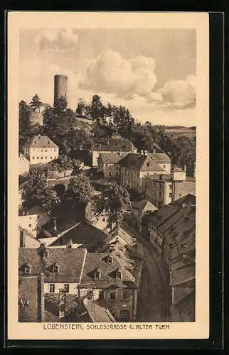 AK Lobenstein, Schlossgasse und Alter Turm