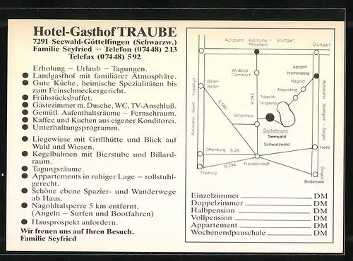 AK Seewald-Göttelfingen /Schwarzw., Hotel-Gasthof Traube, Ortsansicht aus der Vogelschau