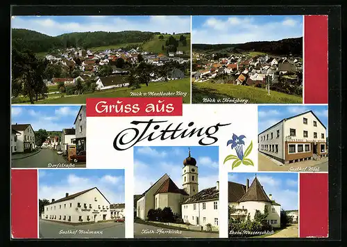 AK Titting, Blick vom Kreuzberg, Gasthof Baumann, Gasthof Bösl