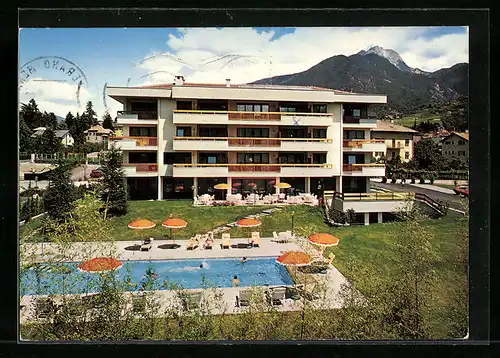 AK Meran, Hotel Pollinger in der Maria-Trost-Strasse 30 mit Schwimmbecken