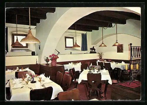 AK Meran-Obermais, Gasthof Restaurant Brantl mit Speisesaal