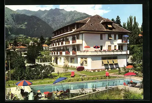 AK Meran, Hotel Juliane mit Schwimmbecken am Winkelweg