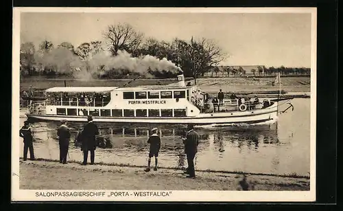 AK Salonpassagierschiff Porta Westfalica gibt Volldampf auf der Weser