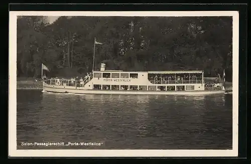 AK Salon-Passagierschiff Porta Westfalica auf Backbord