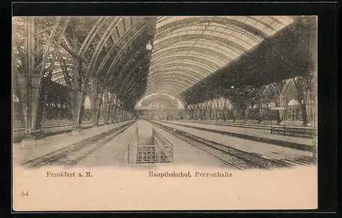AK Frankfurt a. M., Perronhalle des Hauptbahnhofs