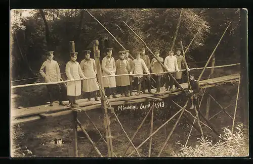 Foto-AK Minden, Offiziere in Uniform, Juni 1913