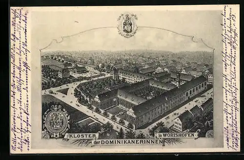 AK Wörishofen, Kloster der Dominikanerinnen aus der Vogelschau