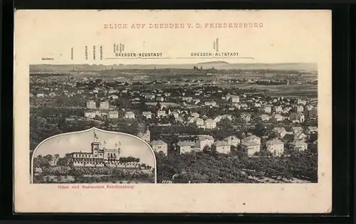 AK Dresden, Blick auf die Stadt von der Friedensburg