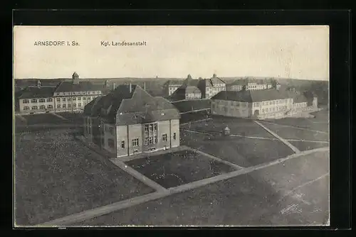 AK Arnsdorf i. Sa., Kgl. Landesanstalt aus der Vogelschau