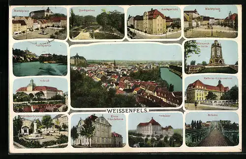 AK Weissenfels, Amtsgericht, Märchebrunnen, Schloss
