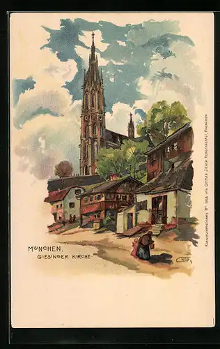 Lithographie München, Giesinger Kirche