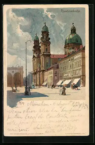 Künstler-AK Heinrich Kley: München, Theatinerkirche