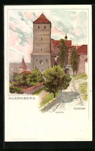 Künstler-AK Karl Mutter: Nürnberg, Am Heidenturm