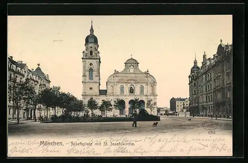 AK München, Josefsplatz mit St. Josefskirche