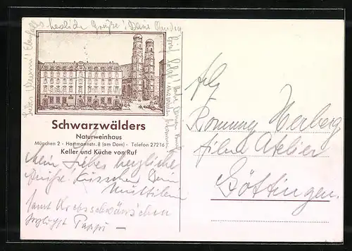 AK München, Schwarzwälders Naturweinhaus zur Rheinpfalz, Innenansicht