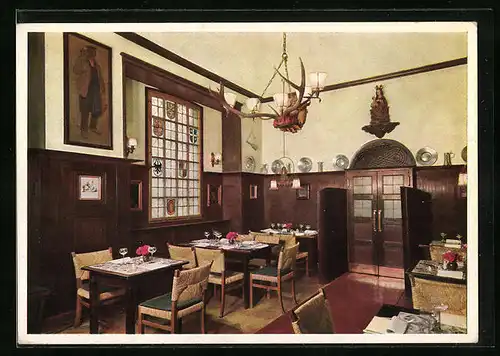 AK München, Schwarzwälders Naturweinhaus zur Rheinpfalz, Innenansicht