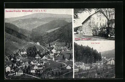 AK Wildenthal b. Eibenstock, Hotel Drechsler, Villa Fischer, Gesamtansicht