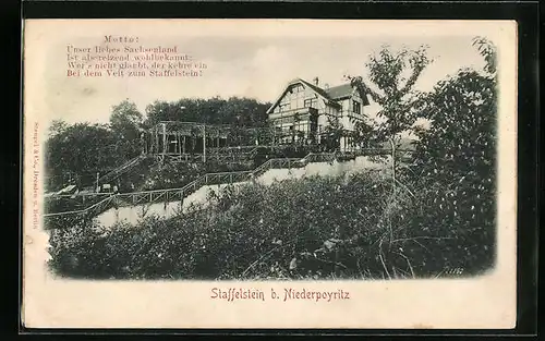 Relief-AK Dresden-Niederpoyritz, Gasthaus Staffelstein aus der Ferne