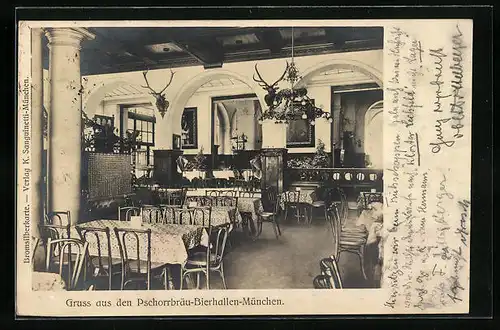 AK München, Restaurant Pschorrbräu-Bierhallen, Innenansicht