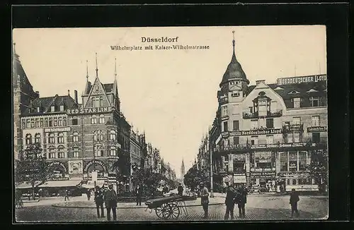 AK Düsseldorf, Wilhelmplatz mit Kaiser-Wilhelmstrasse