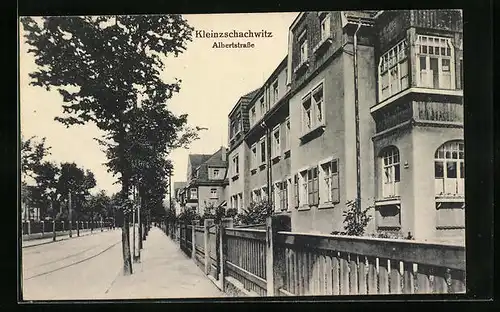 AK Dresden-Kleinzschachwitz, Albertstrasse mit Strassenbäumen