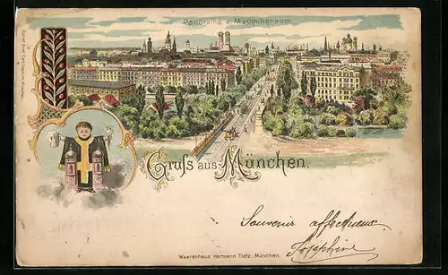 Lithographie München, Panorama v. Maximilianeum