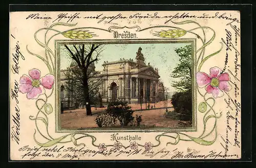 AK Dresden, Kunsthalle mit Strassenpartie