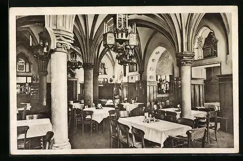 AK Augsburg, Restaurant Sankt Leonhardskapelle, Innenansicht