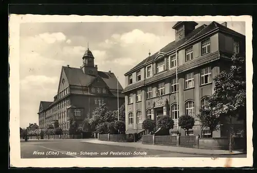 AK Riesa /Elbe, Hans-Schemm- und Pestalozzi-Schule