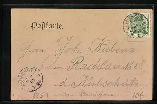 AK Polenz, Gasthaus, vom Garten gesehen, mit Nebengebäude