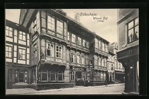 AK Hildesheim, Hotel Wiener Hof von der Strasse gesehen