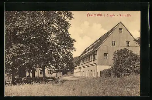 AK Frauenstein /Erzgeb., Gasthaus Ratsmühle mit Garten