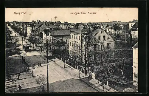 AK Klotzsche, Königsbrücker Strasse aus der Vogelschau