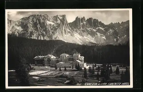 AK Karersee, Karersee-Hotel mit Latemar