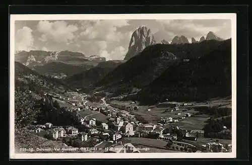 AK Ortisei, Totalansicht aus der Vogelschau