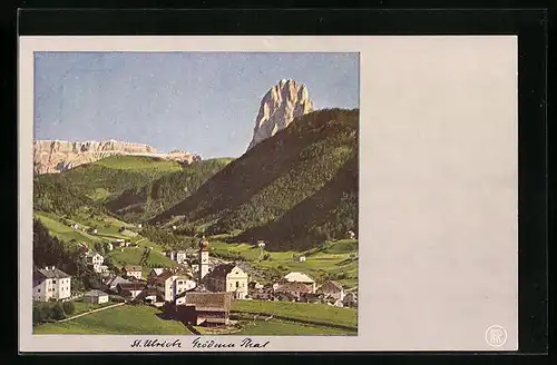 AK St. Ulrich /Grödner Thal, Ortsansicht mit Sassolungo