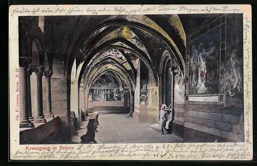 AK Brixen, Kreuzgang mit Gemälden