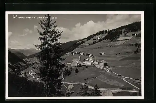 AK S. Christina /Val Gardena, Ortsansicht aus der Vogelschau