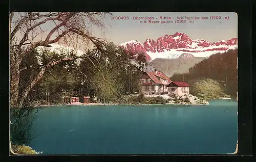 AK Oberbozen, Ritten, Wolfsgrubensee mit Rosengarten